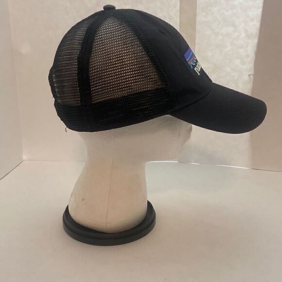 Patagonia Mountain Logo Mesh Trucker Hat Cap Snapback Black‎ - Picture 4 of 5